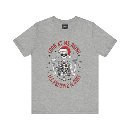 Festive Skeleton Tee - Unisex Jersey Short Sleeve T-Shirt