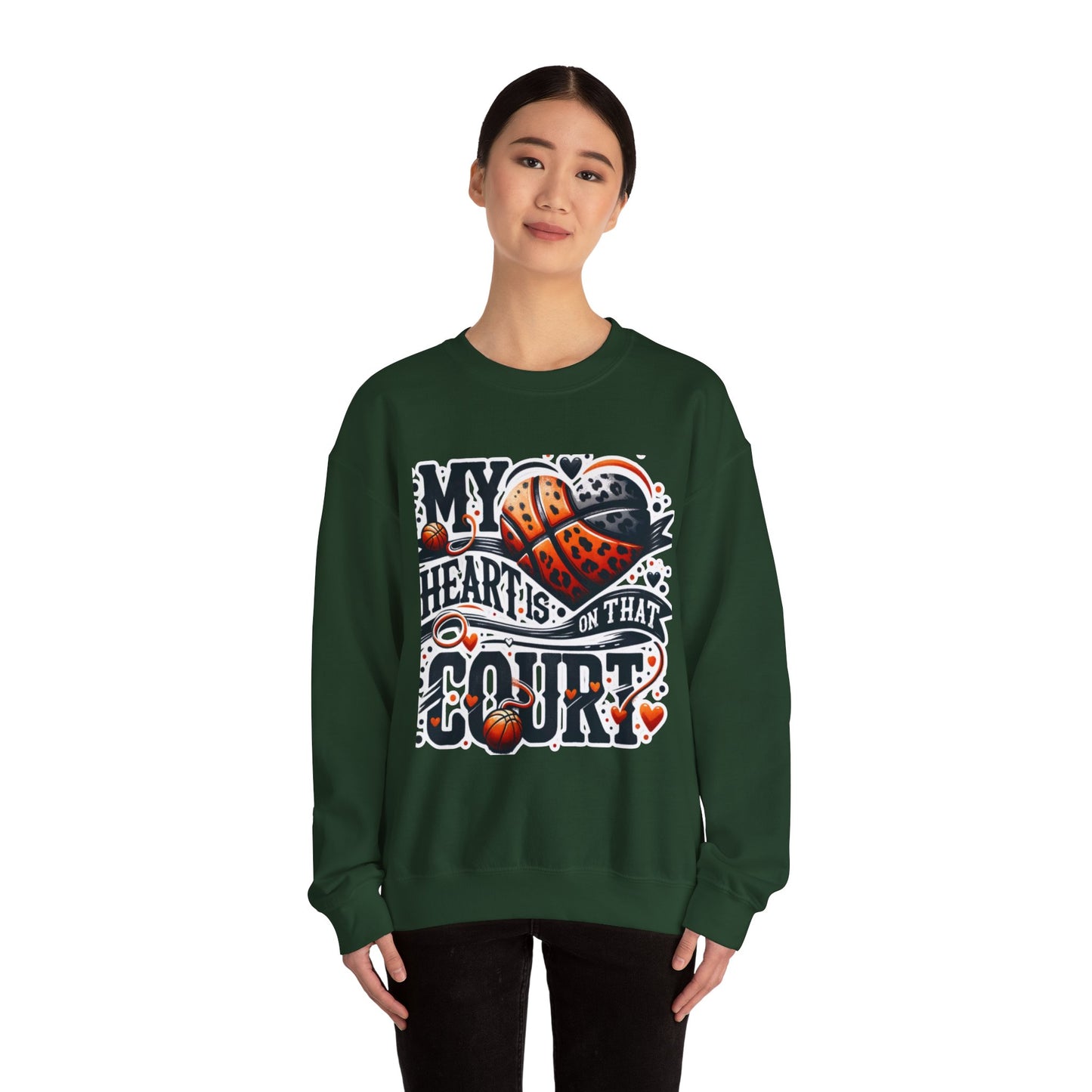 Basketball 'My ❤️Is On That Court' Crewneck Sweatshirt