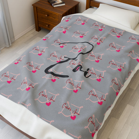 Gray- Cupid's Arrow Merch- Velveteen Plush Blanket