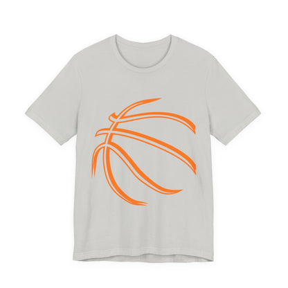 Basketball Line Art Tee — Orange Outline Basketball T-Shirt
