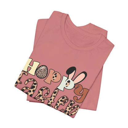Happy Easter Leopard Print Tee — Cute Bunny Egg Holiday T-Shirt