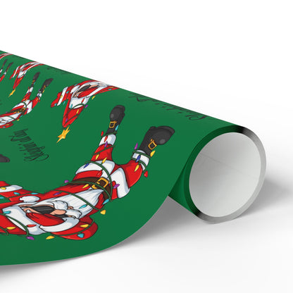 Dabbin' Santa Pattern Wrapping Paper Roll