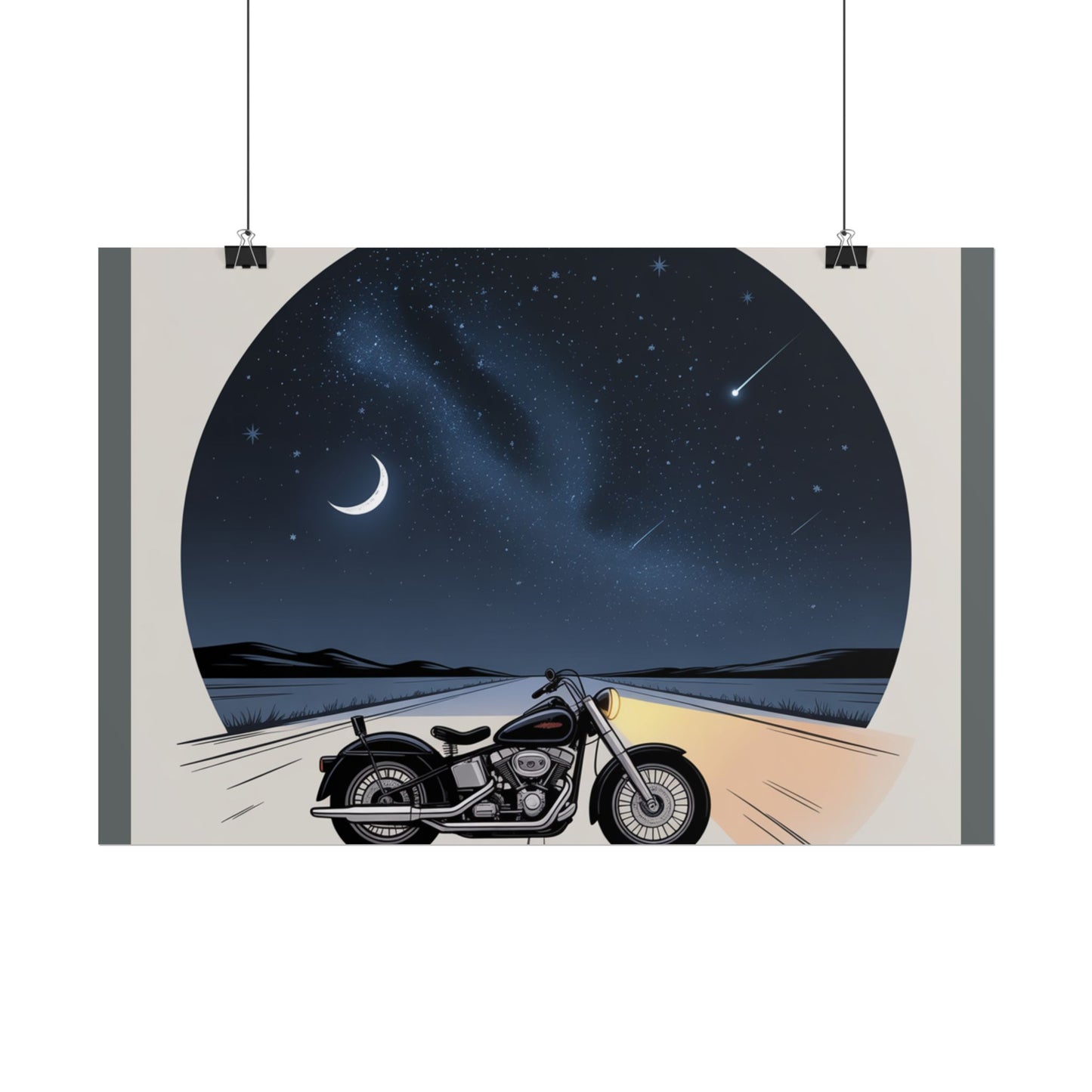 Motorcycle Night Sky Rolled Posters