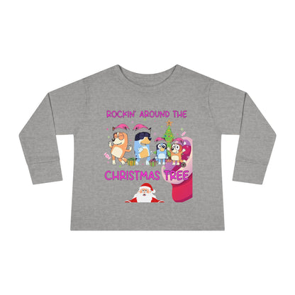 Toddler Long Sleeve Tee - "Rockin' Around the Christmas Tree" Cute Holiday Animal Choir Shirt