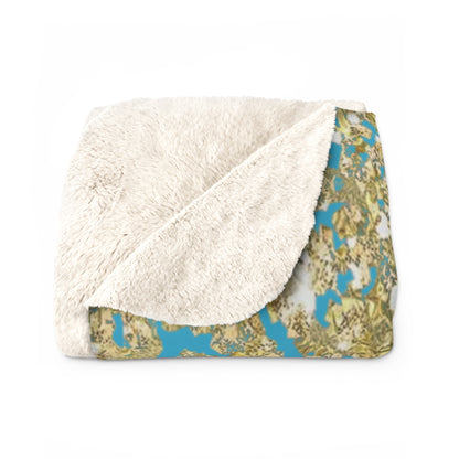 Turquoise Gold Leopard Sherpa Blanket — Cozy Luxe Animal Print Throw