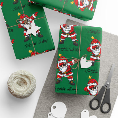 Dabbin' Santa Pattern Wrapping Paper Roll