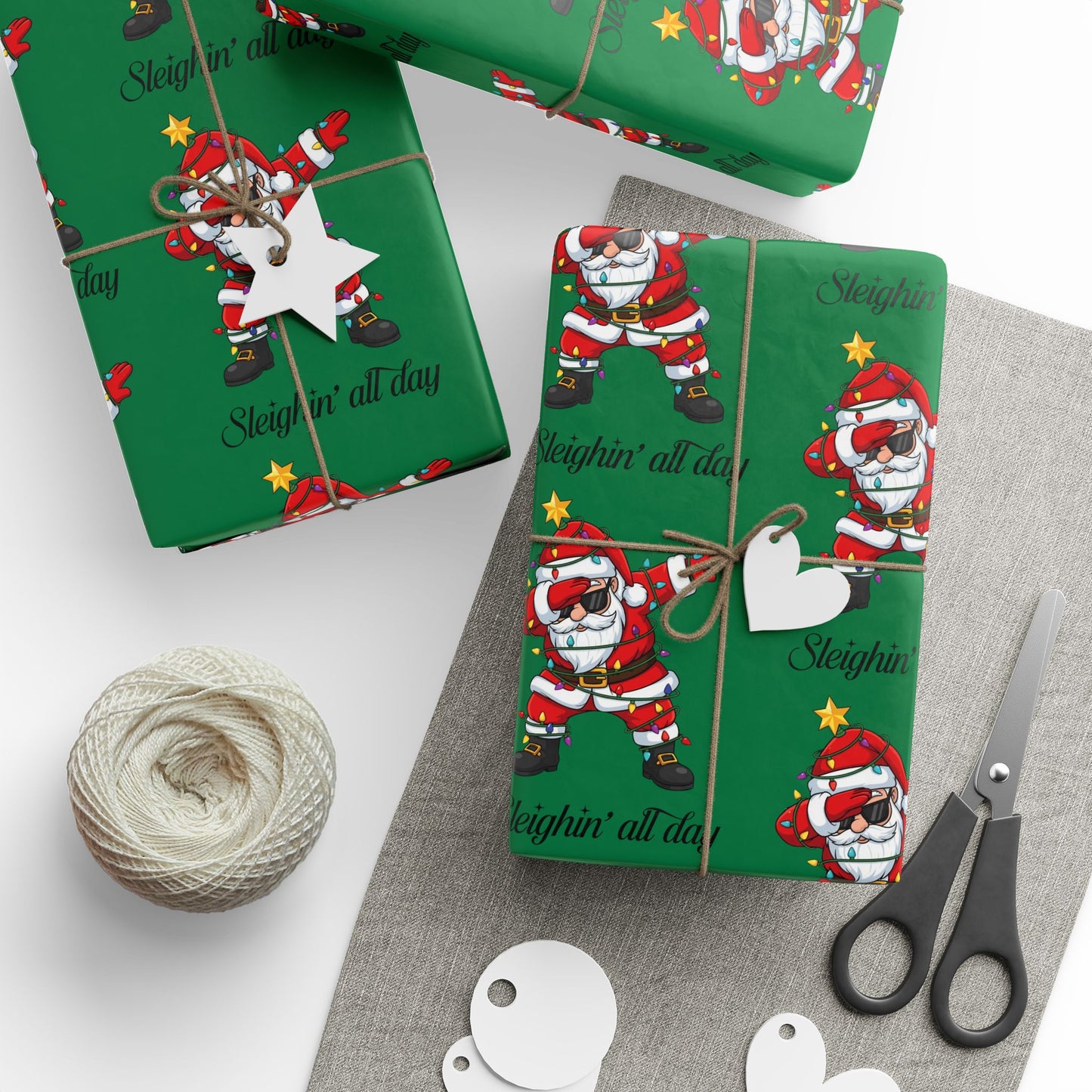Dabbin' Santa Pattern Wrapping Paper Roll