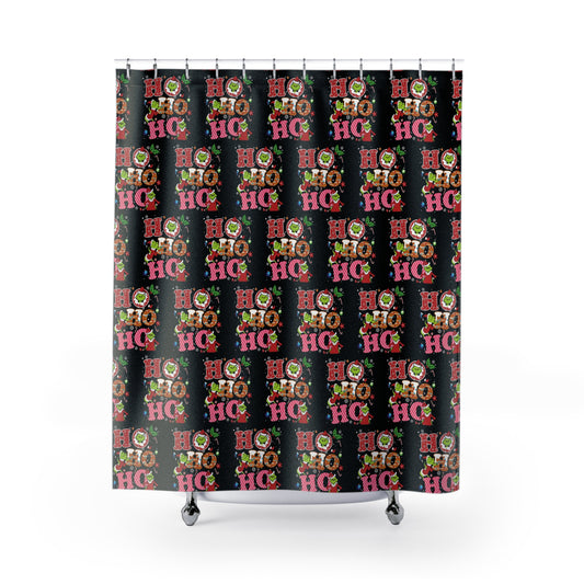 Black- HoHoHo Shower Curtain, Grinch Theme