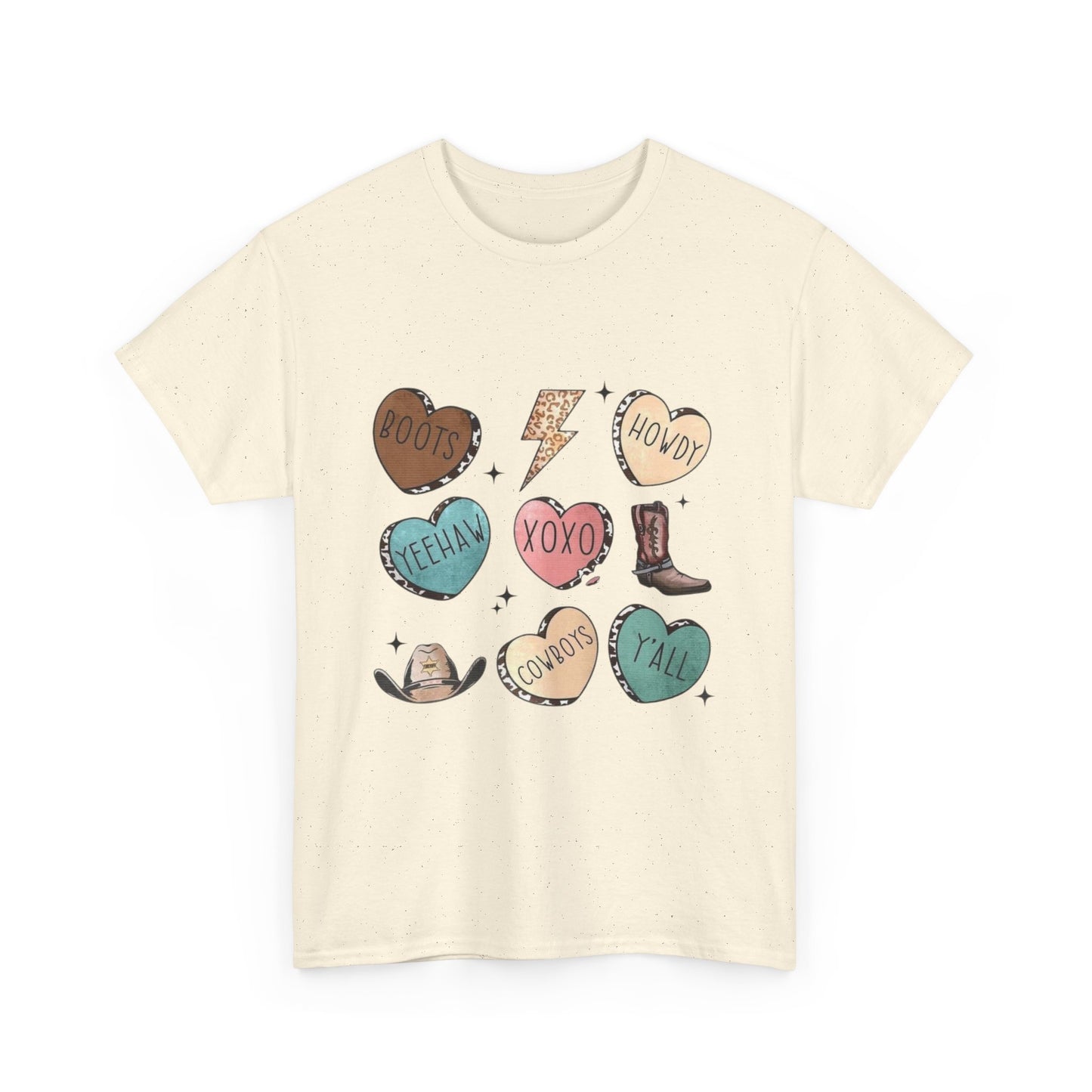 Cowgirl Candy Heart Tee — Cute Western Hearts Graphic T-Shirt (XOXO, Howdy, Y'all)