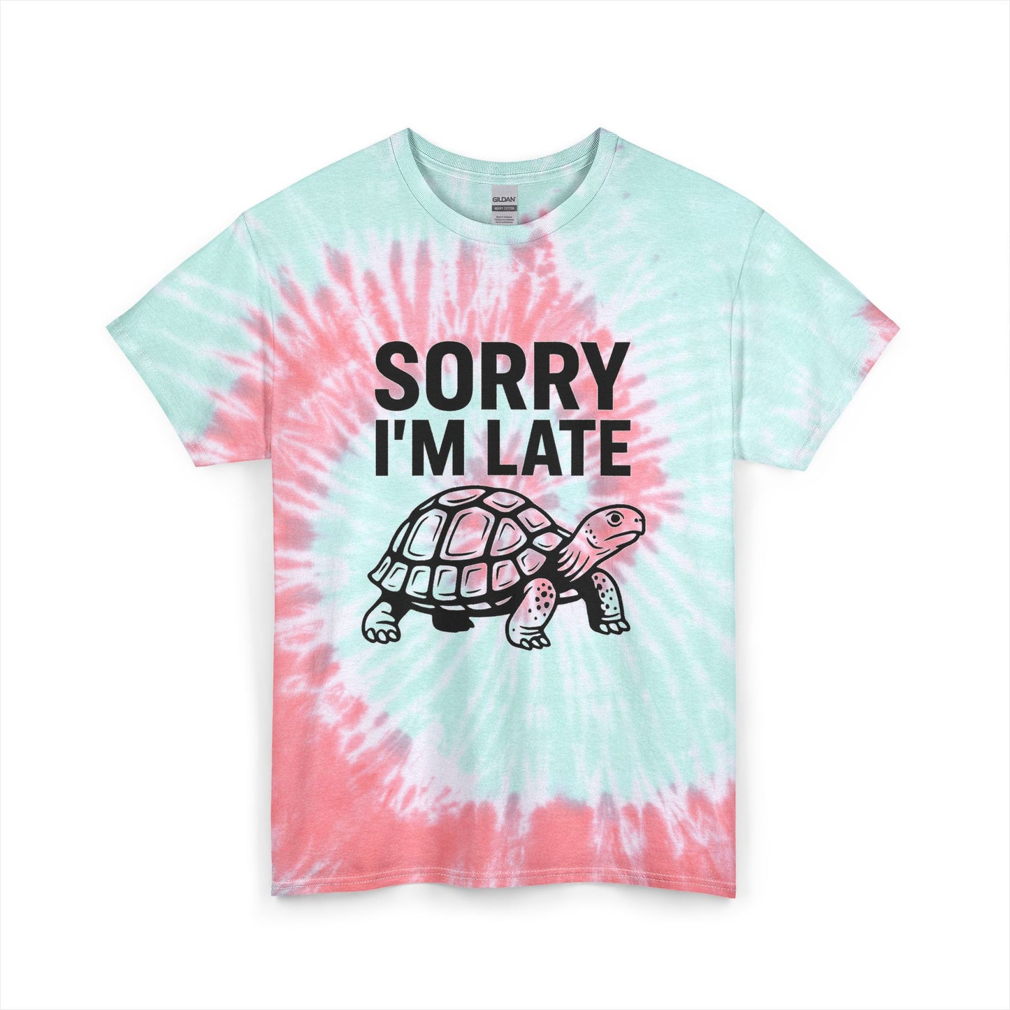 Playful Tie Dye Tee for Relaxed Vibes, Perfect Gift for Friends & Family, Casual Wear, Birthday Gift, Sorry I'm Late Design