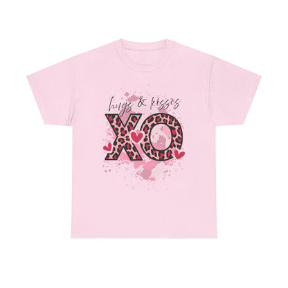 XO Hugs & Kisses Leopard Print Tee — Valentine's Day Graphic Shirt