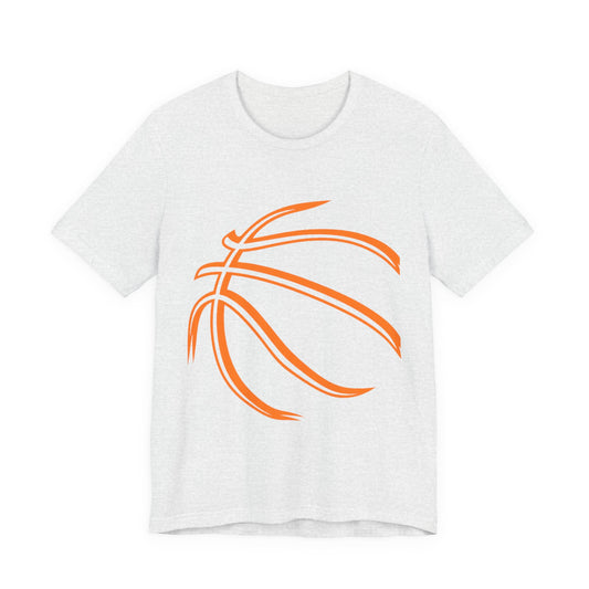 Basketball Line Art Tee — Orange Outline Basketball T-Shirt