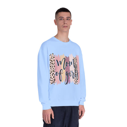 Mom of Girls Leopard Brushstroke Crewneck Sweatshirt