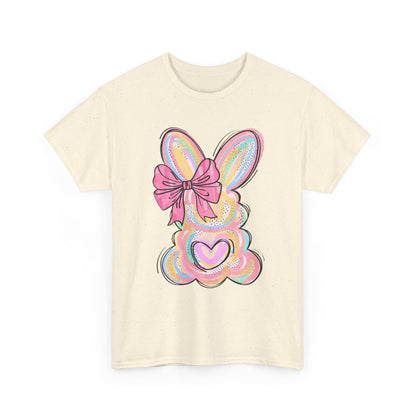 Pastel Bunny Heart T‑Shirt — Cute Easter Bunny Tee with Bow