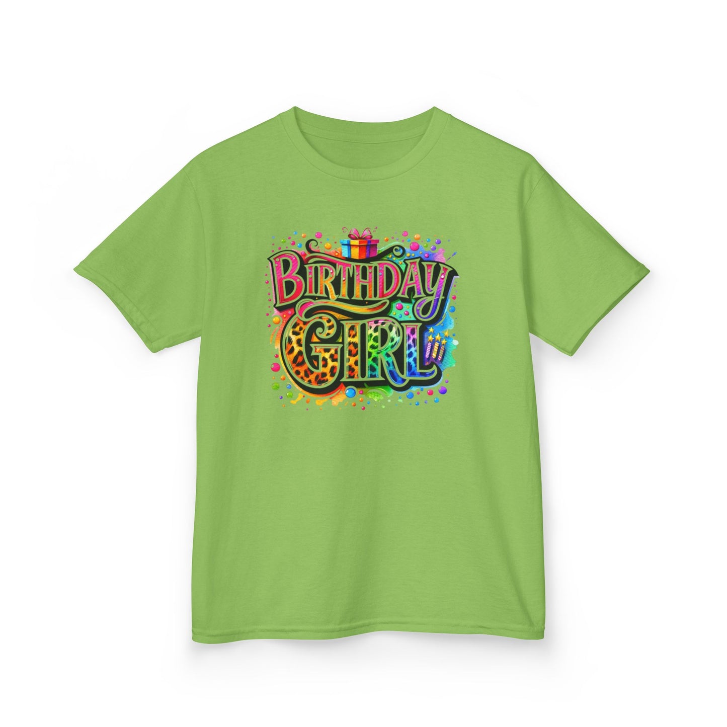Birthday Girl Kids T‑Shirt — Colorful Confetti Party Tee