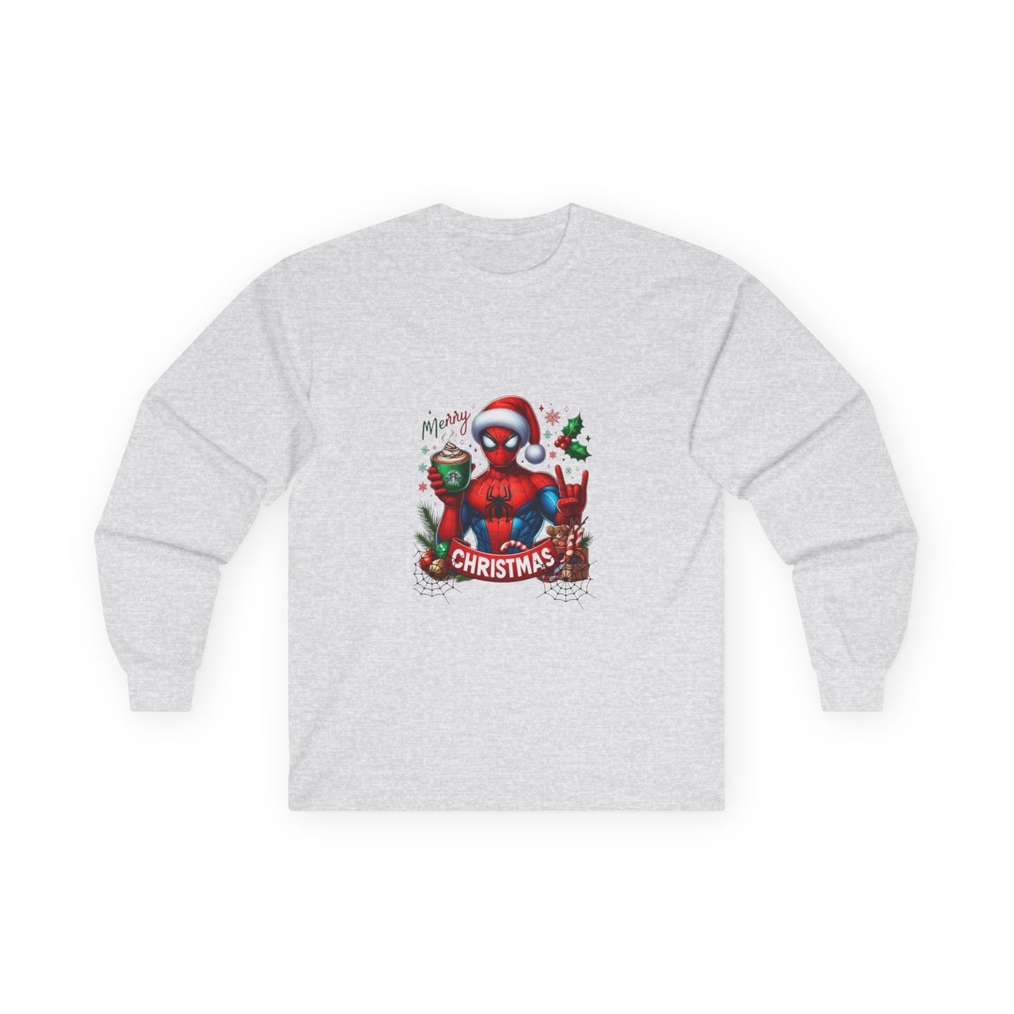 Christmas and Coffee with Spidey- Unisex Ultra Cotton Long Sleeve Tee