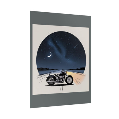 Motorcycle Night Sky Rolled Posters