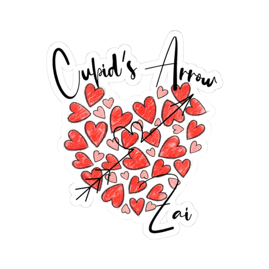 Sketched Cupid’s Arrow Heart Sticker — Valentine Kiss-Cut Sticker Pack
