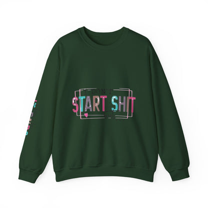 Crewneck Sweatshirt — “I Don’t Start Shit” Colorblock Graphic Crew