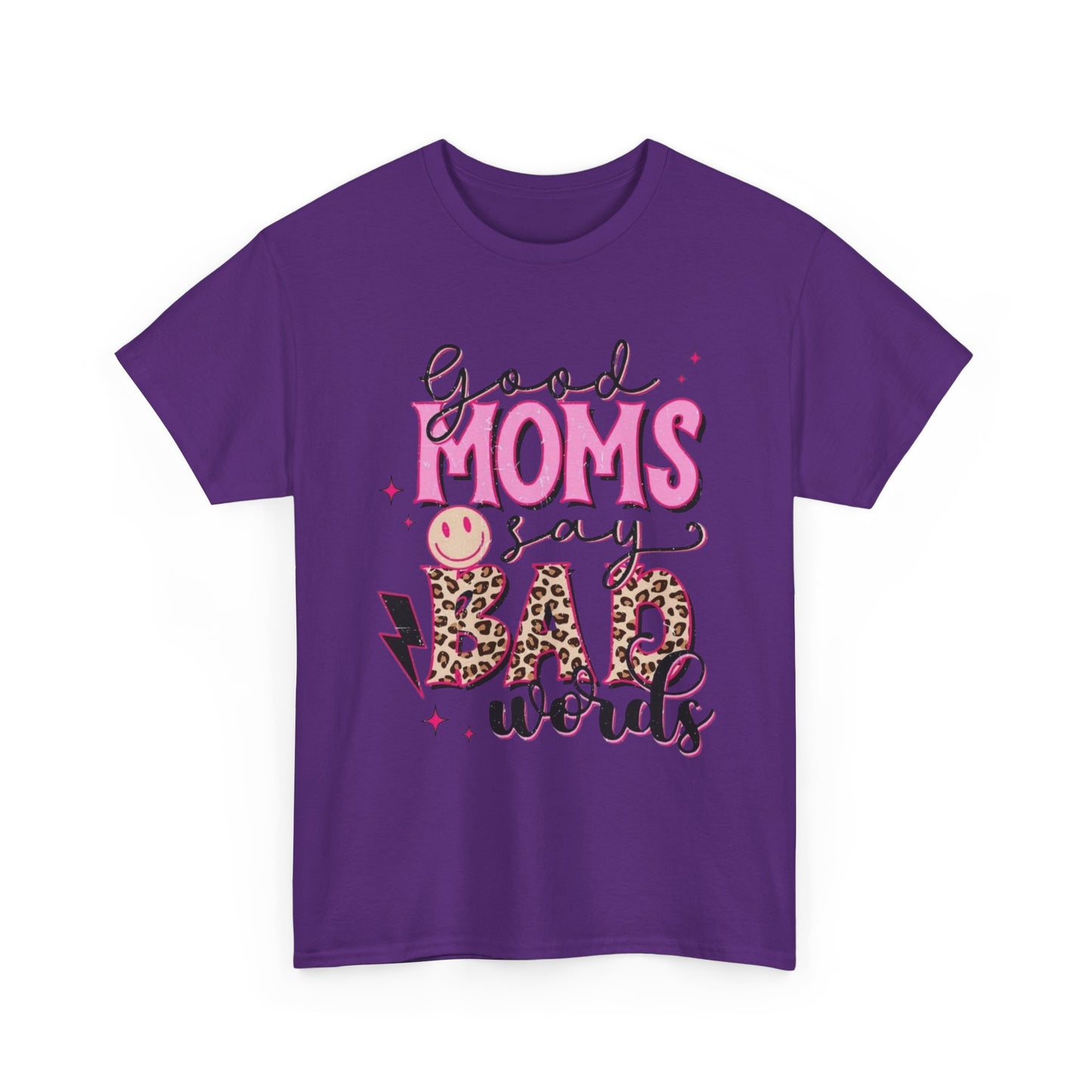 T-Shirt — "Good Moms Say Bad Words" Pink Leopard Graphic Mother's Day Tee