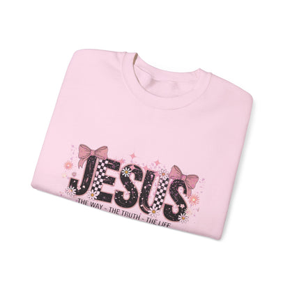 Jesus Floral Crewneck Sweatshirt – The Way The Truth The Life Christian Pullover