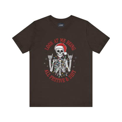 Festive Skeleton Tee - Unisex Jersey Short Sleeve T-Shirt