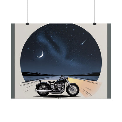 Motorcycle Night Sky Rolled Posters