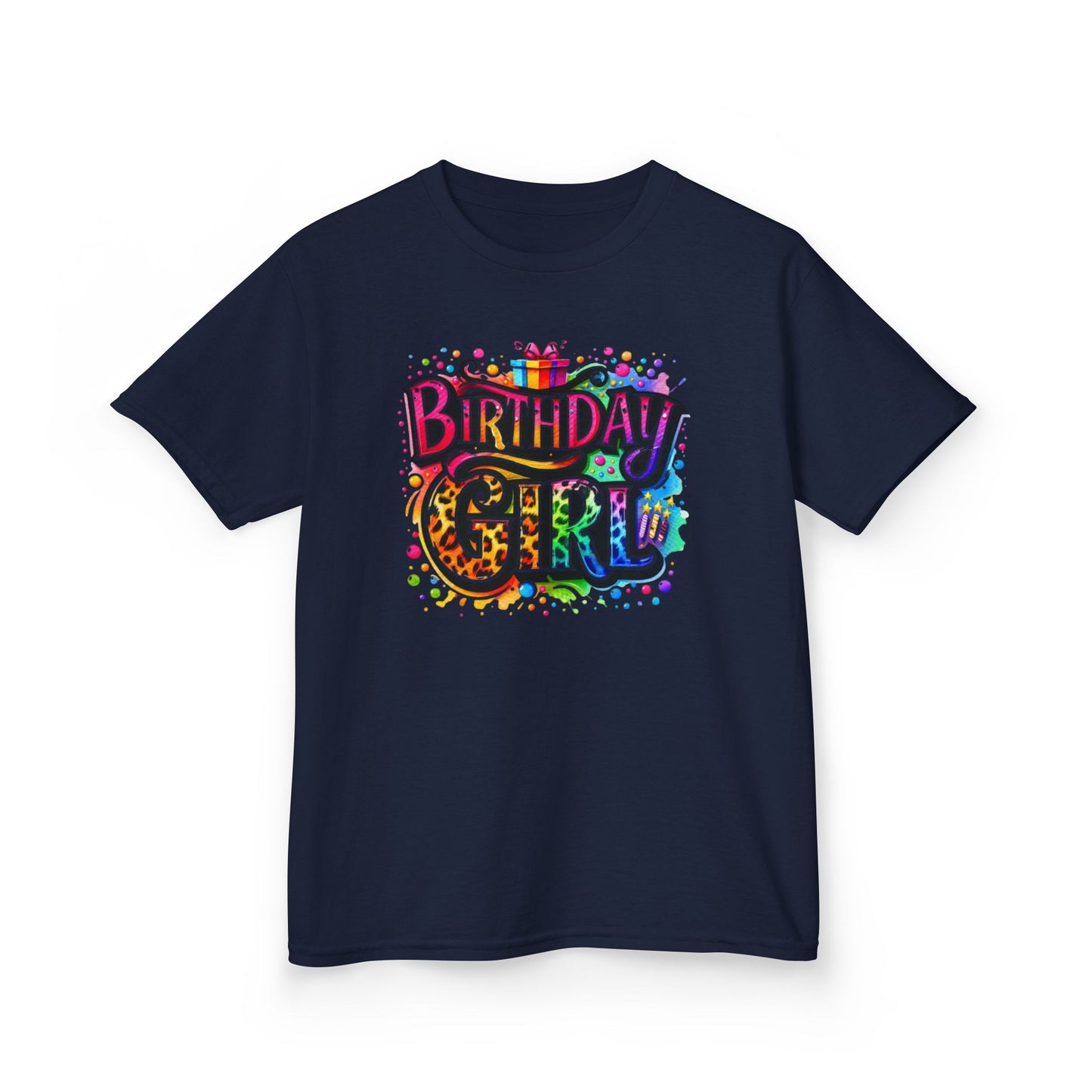Birthday Girl Kids T‑Shirt — Colorful Confetti Party Tee