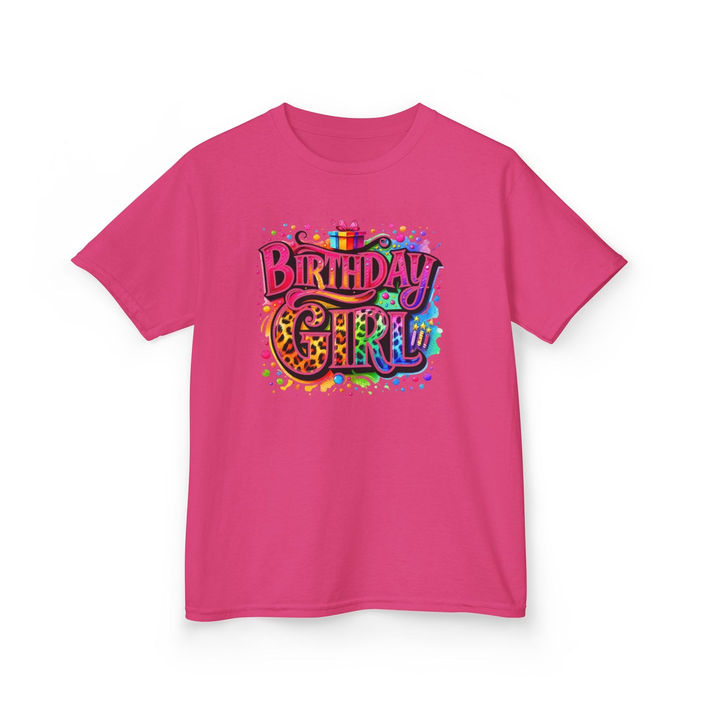 Birthday Girl Kids T‑Shirt — Colorful Confetti Party Tee
