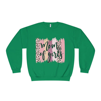 Mom of Girls Leopard Brushstroke Crewneck Sweatshirt