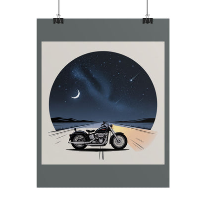 Motorcycle Night Sky Rolled Posters