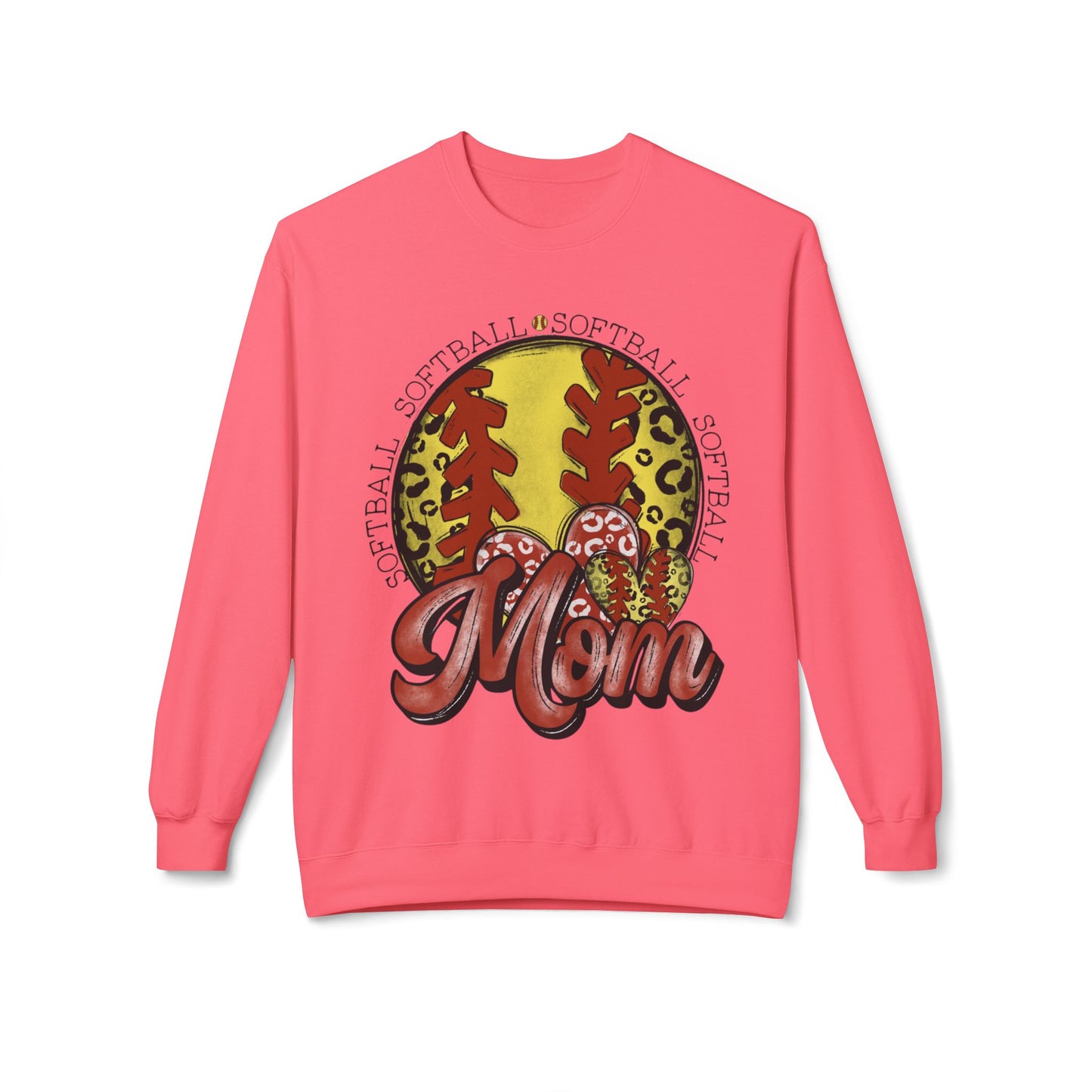 Softball Mom Crewneck Sweatshirt – Leopard Stitch Ball Graphic