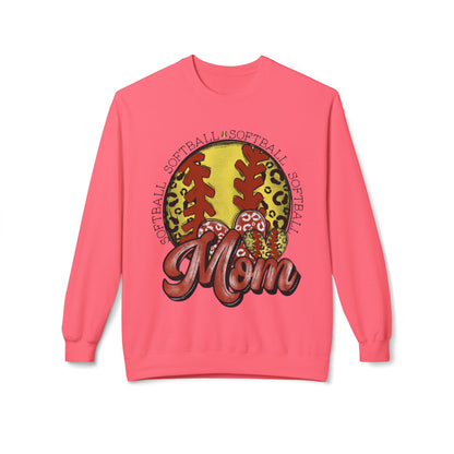 Softball Mom Crewneck Sweatshirt – Leopard Stitch Ball Graphic