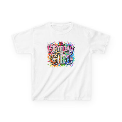 Birthday Girl Kids T‑Shirt — Colorful Confetti Party Tee