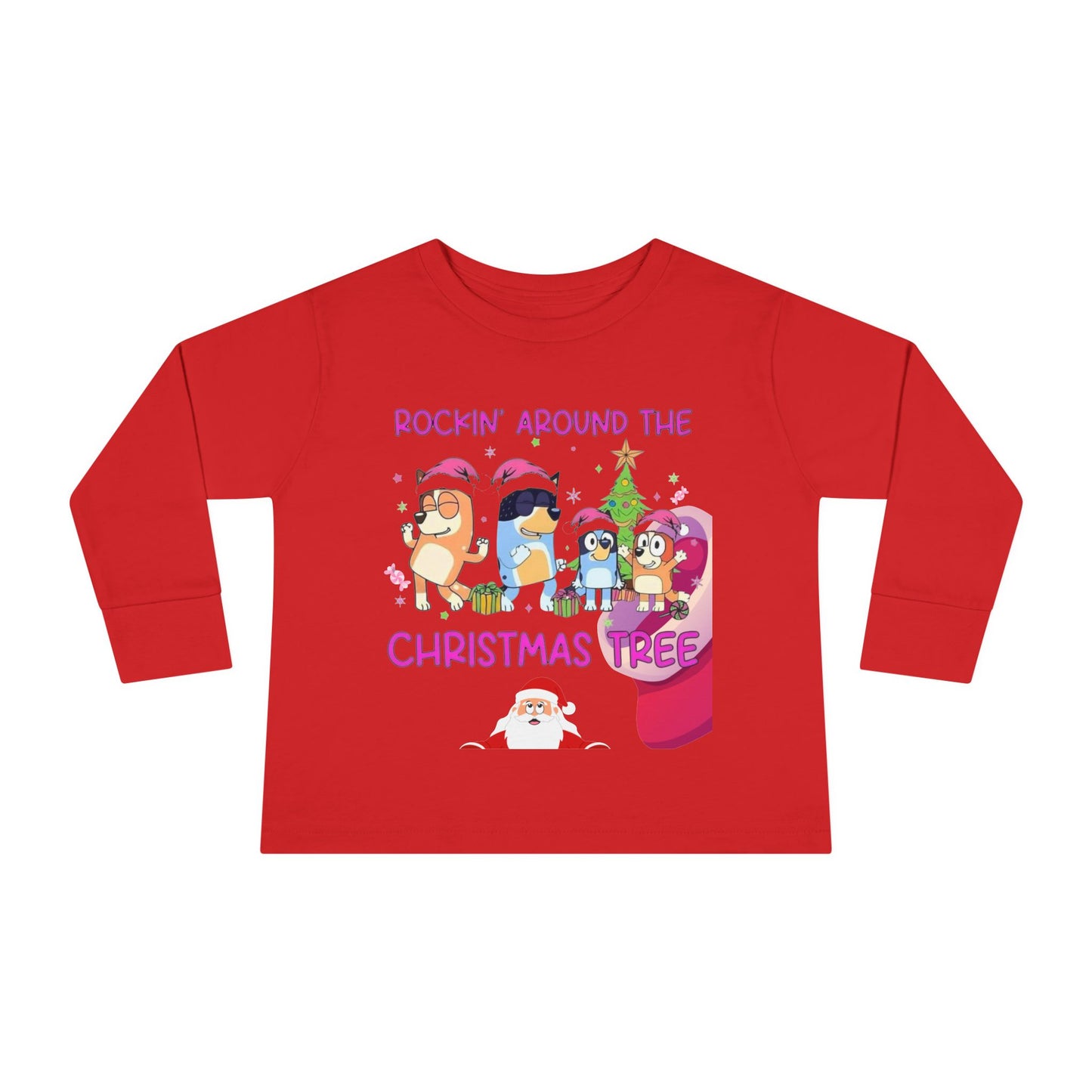 Toddler Long Sleeve Tee - "Rockin' Around the Christmas Tree" Cute Holiday Animal Choir Shirt