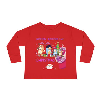 Toddler Long Sleeve Tee - "Rockin' Around the Christmas Tree" Cute Holiday Animal Choir Shirt