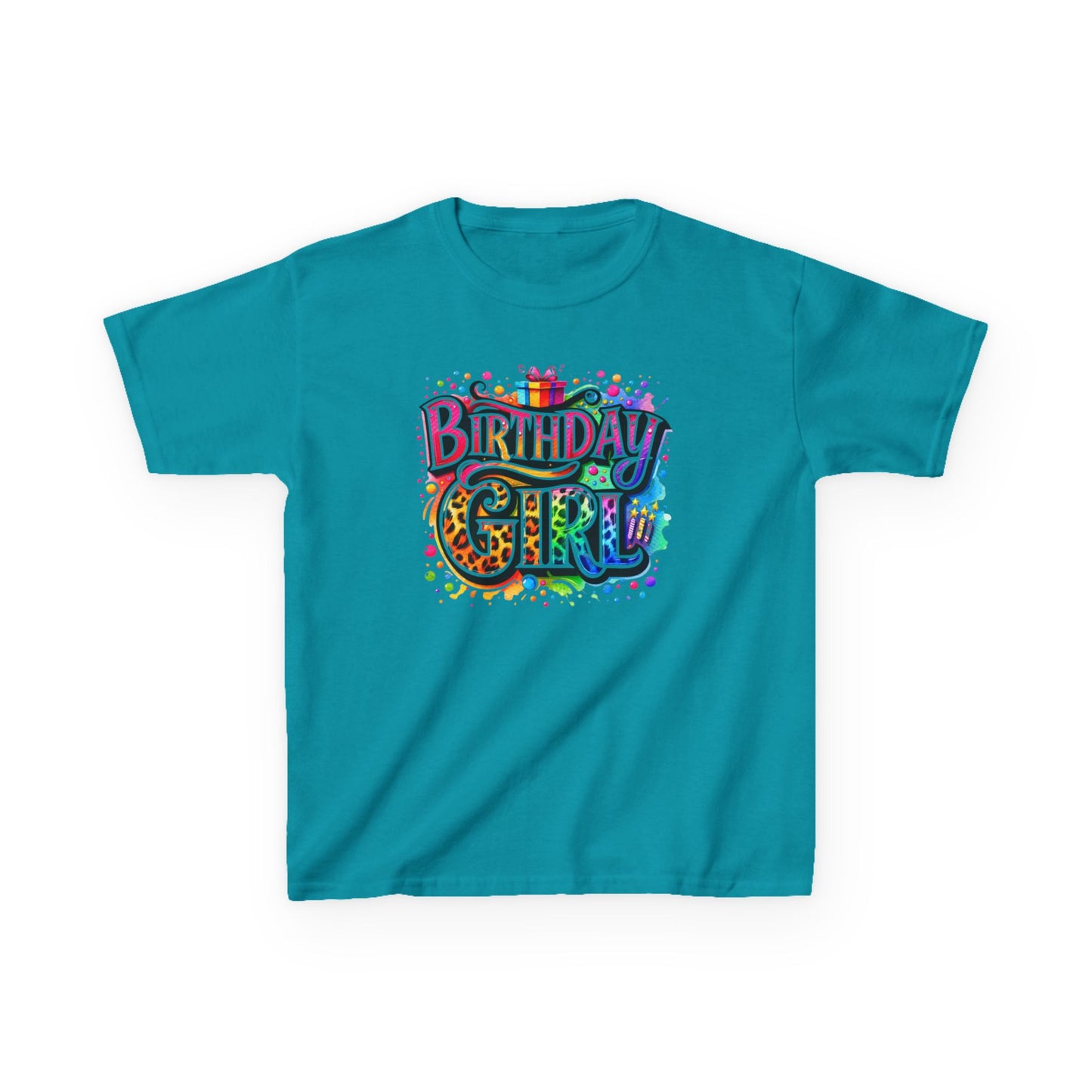 Birthday Girl Kids T‑Shirt — Colorful Confetti Party Tee