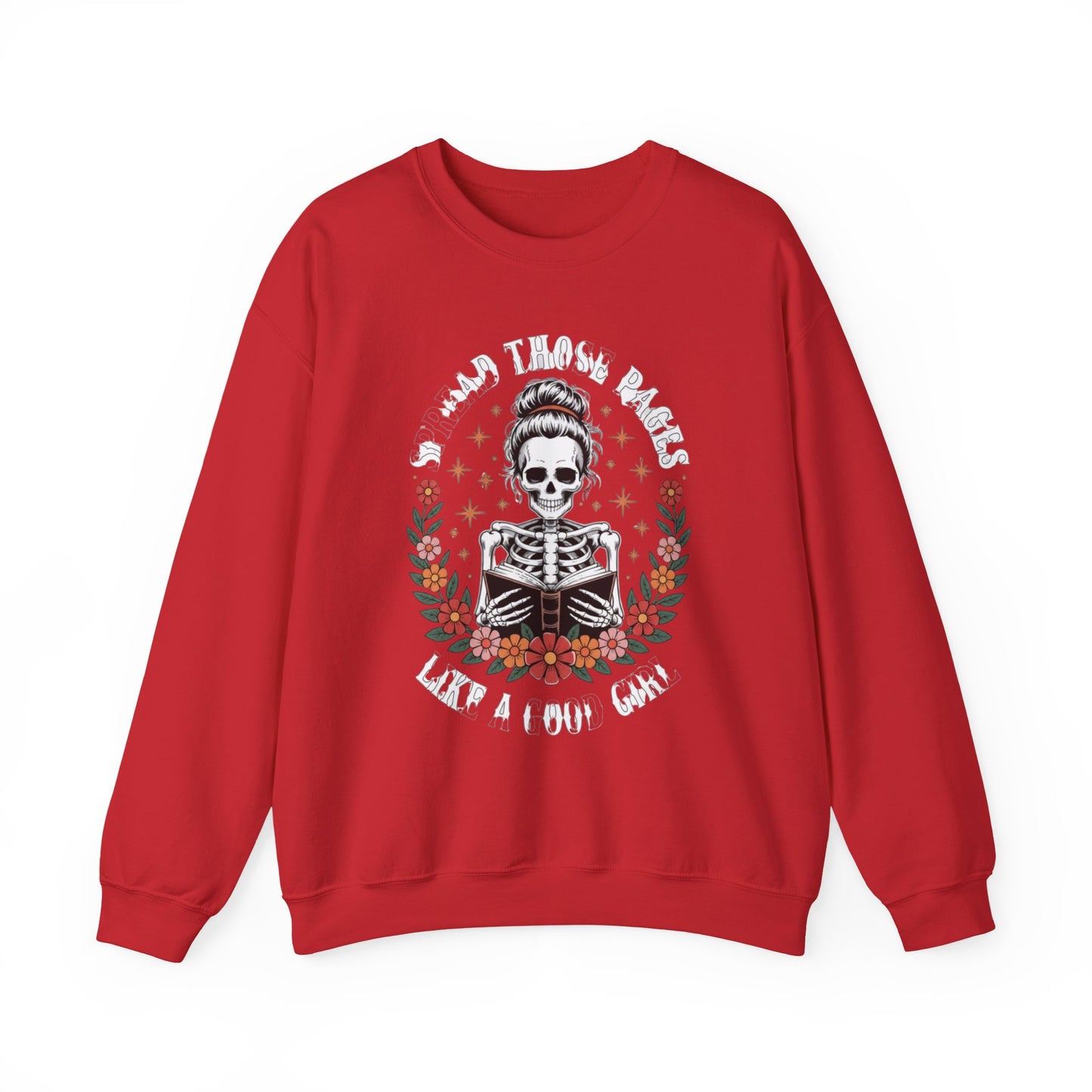 Skeleton Reading Sweatshirt — "And Then There Were None" Floral Gothic Crewneck