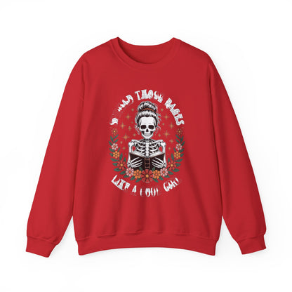 Skeleton Reading Sweatshirt — "And Then There Were None" Floral Gothic Crewneck
