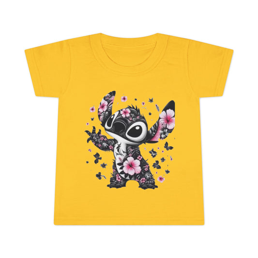Toddler T-Shirt — Floral Stitch Character Kids Tee (Pink Hibiscus)
