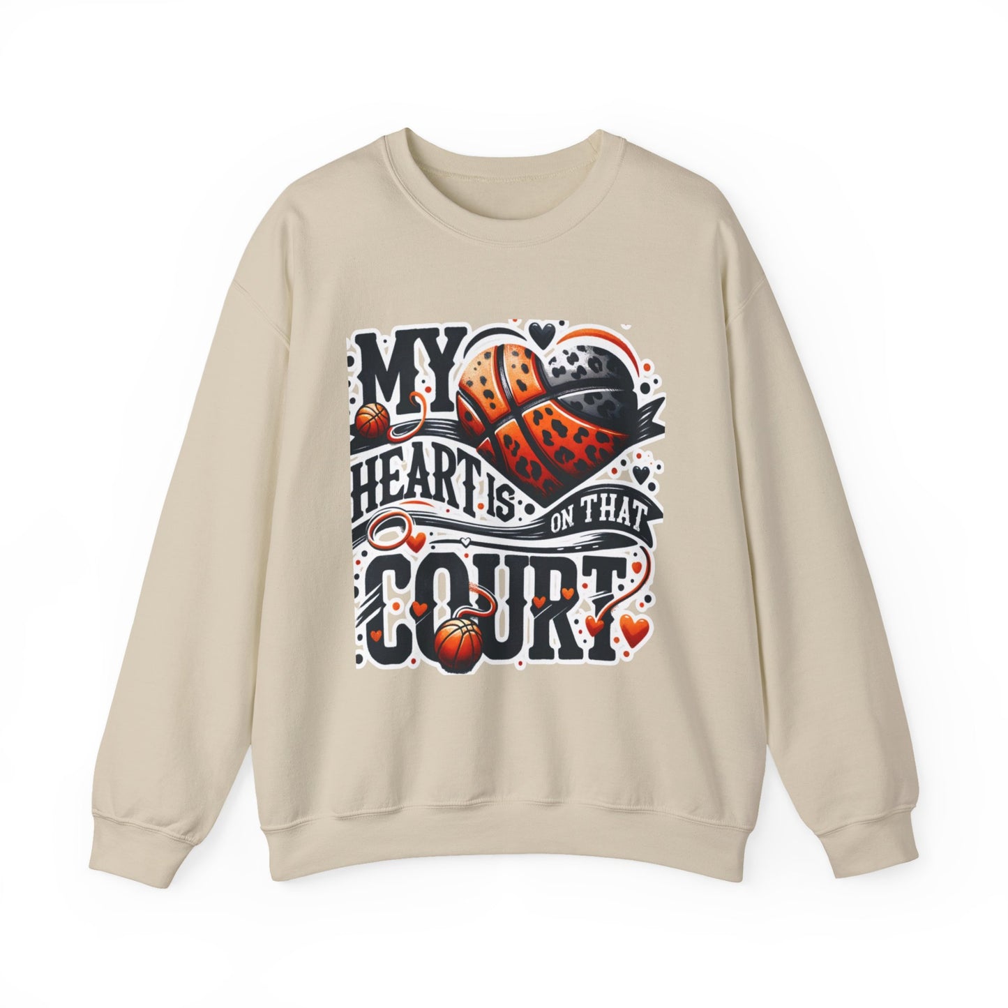 Basketball 'My ❤️Is On That Court' Crewneck Sweatshirt