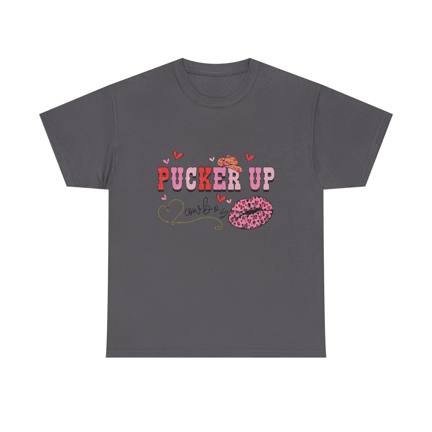 Pucker Up Kiss Graphic Tee – Cute Valentine’s Day Leopard Lip Design
