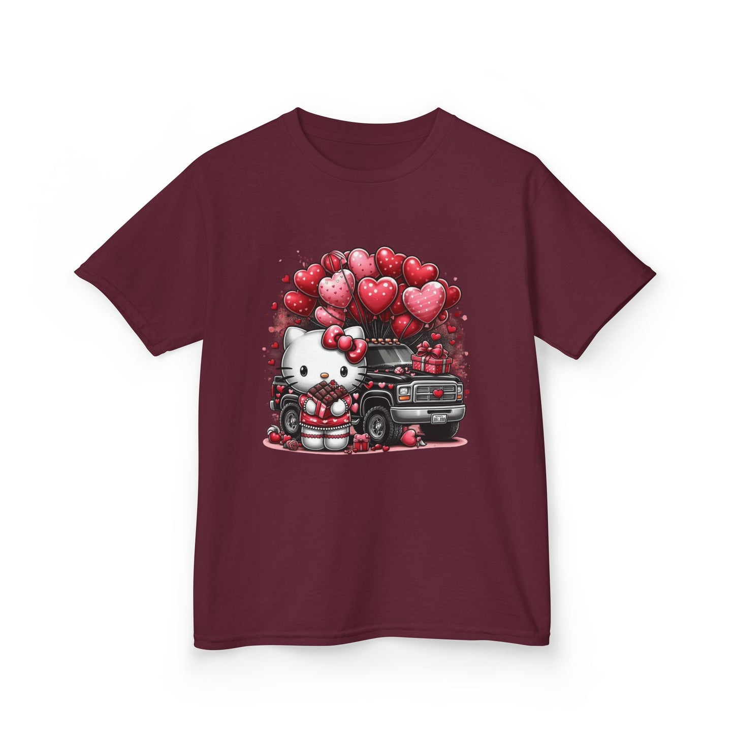 Kids Tee — Cute Kitty with Heart Balloons Valentine Shirt