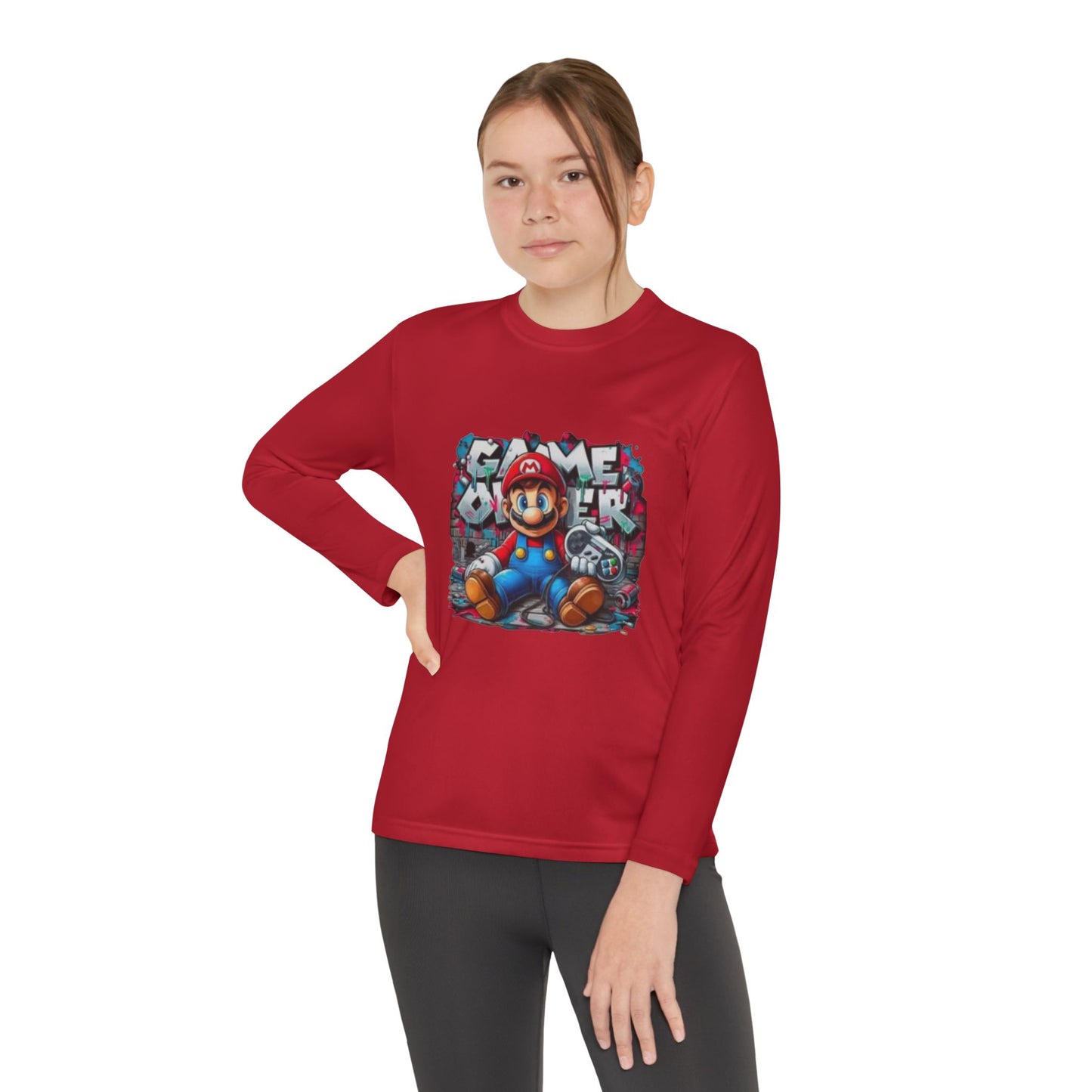"Game Over" Graphic Youth Long Sleeve Gamer Character Tee