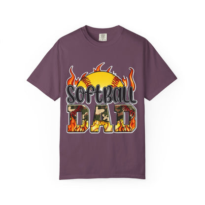 Softball Dad T-Shirt — Flaming Softball Design