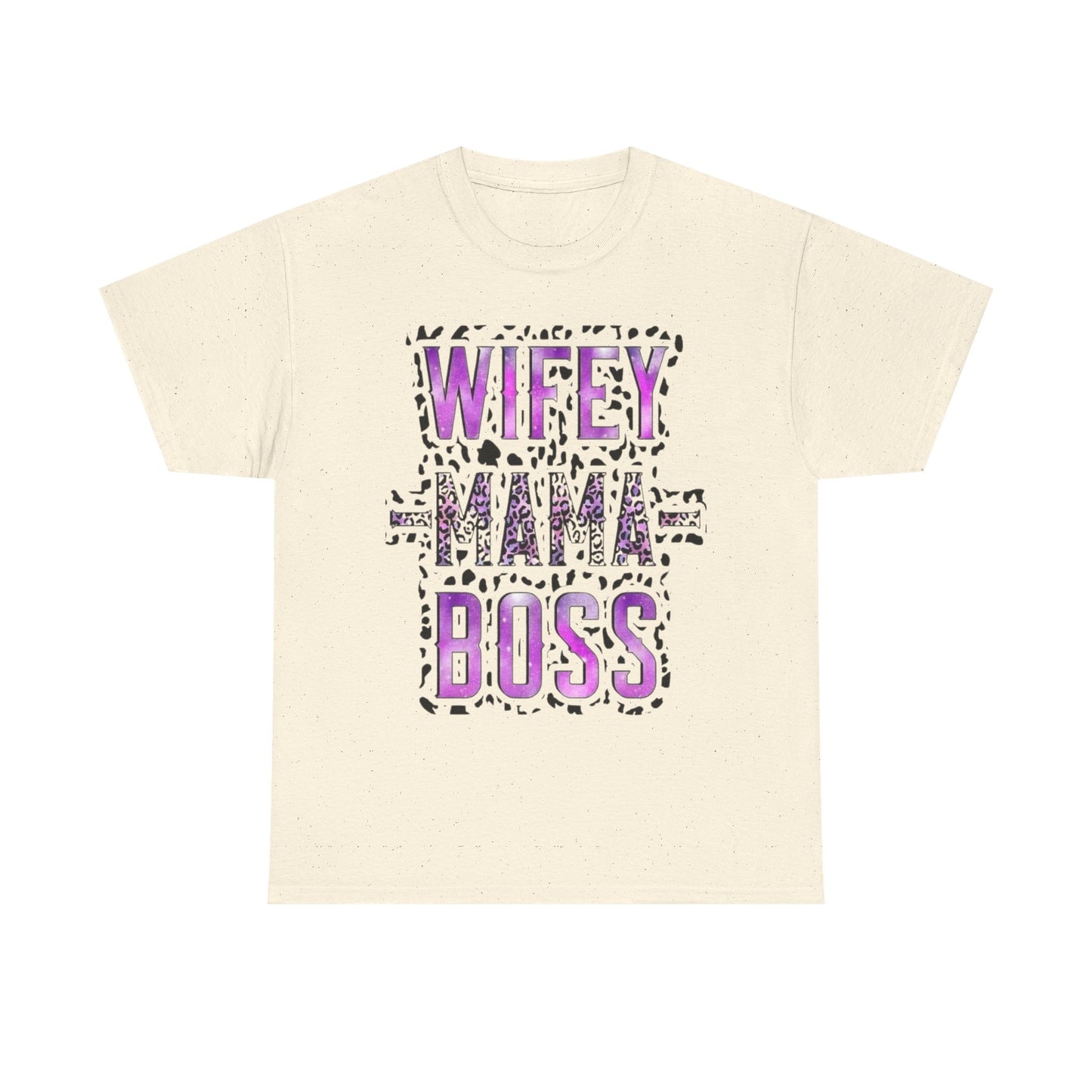 Wifey Mama Boss T-Shirt — Purple Leopard Graphic Tee for Moms