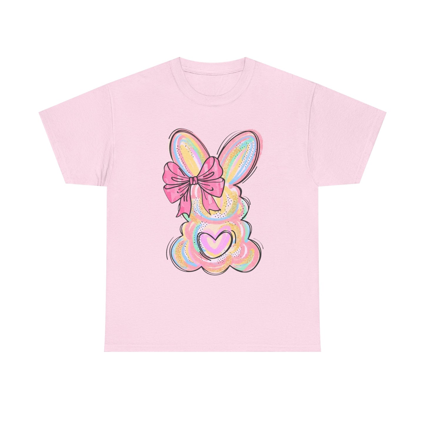 Pastel Bunny Heart T‑Shirt — Cute Easter Bunny Tee with Bow