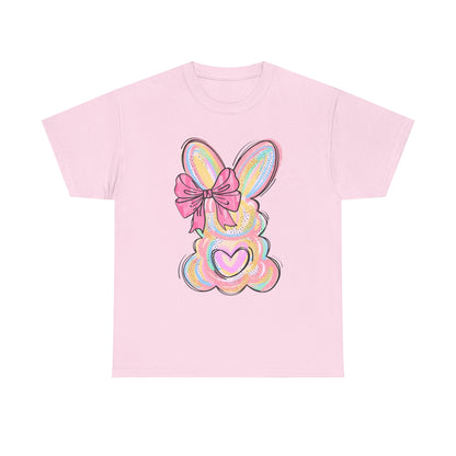 Pastel Bunny Heart T‑Shirt — Cute Easter Bunny Tee with Bow