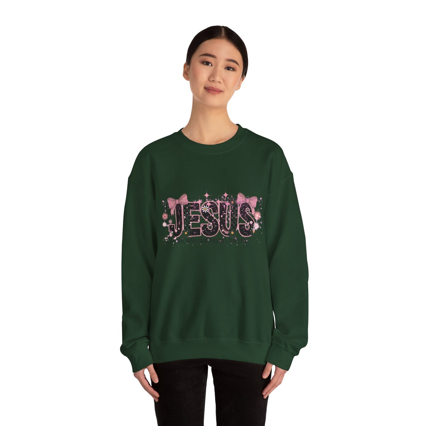 Jesus Floral Crewneck Sweatshirt – The Way The Truth The Life Christian Pullover