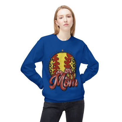 Softball Mom Crewneck Sweatshirt – Leopard Stitch Ball Graphic